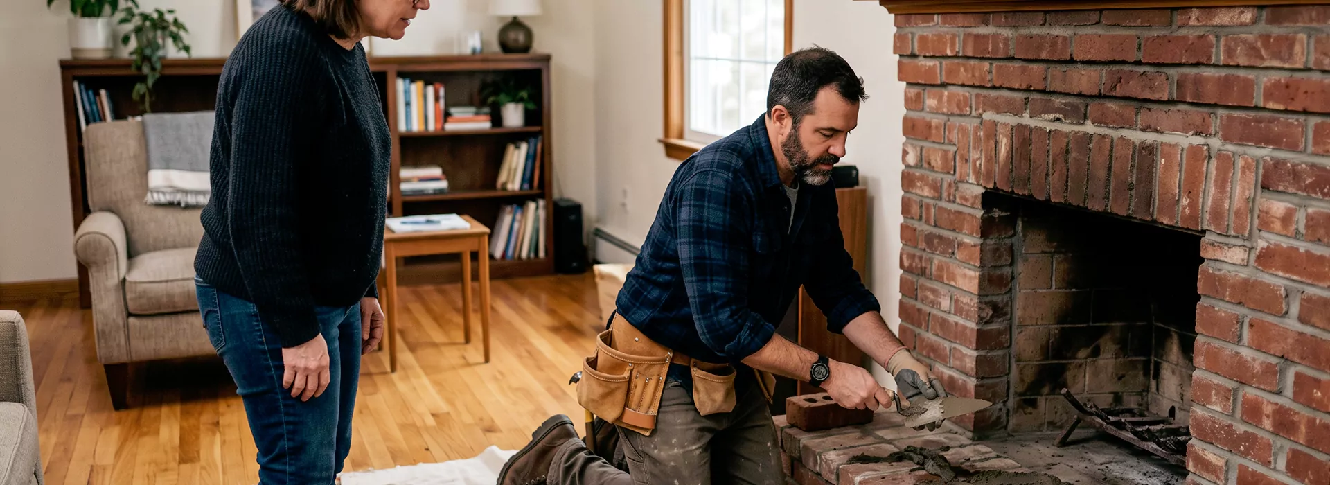 Brick Fireplace Repair in Bedford