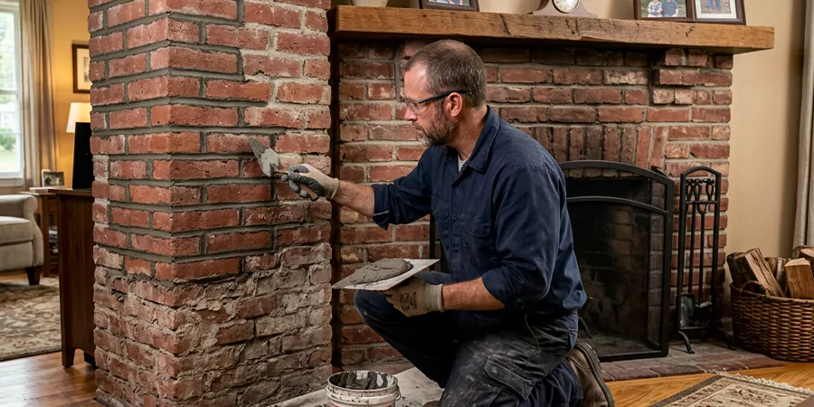 Repointing Brick Fireplace Bedford