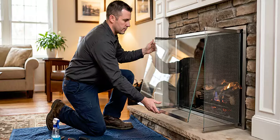 Fireplace Glass Panel and Screen Installation Bedford