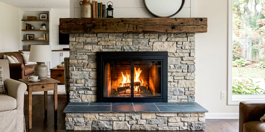 Modern and Farmhouse Fireplace Makeover Bedford
