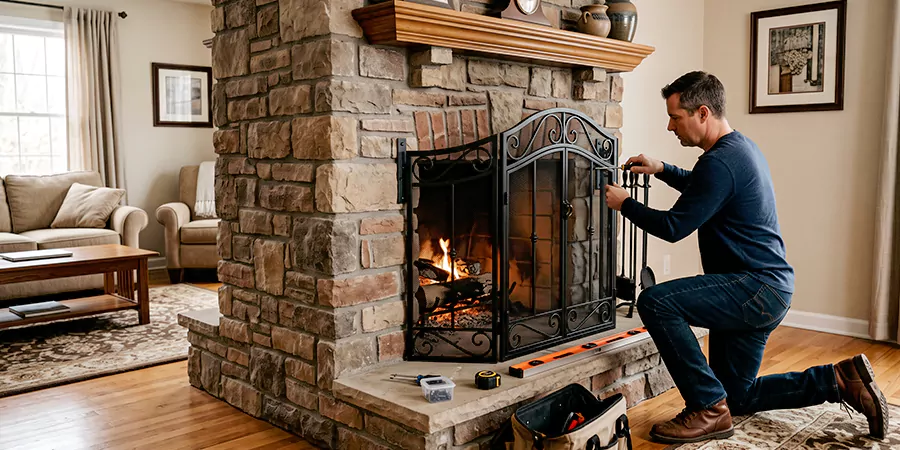 Custom and Decorative Fireplace Screen Installation Bedford