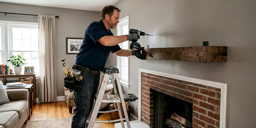 Floating Shelf Mantel Installation Bedford