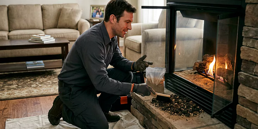 Sand and Embers for Gas Fireplace Bedford